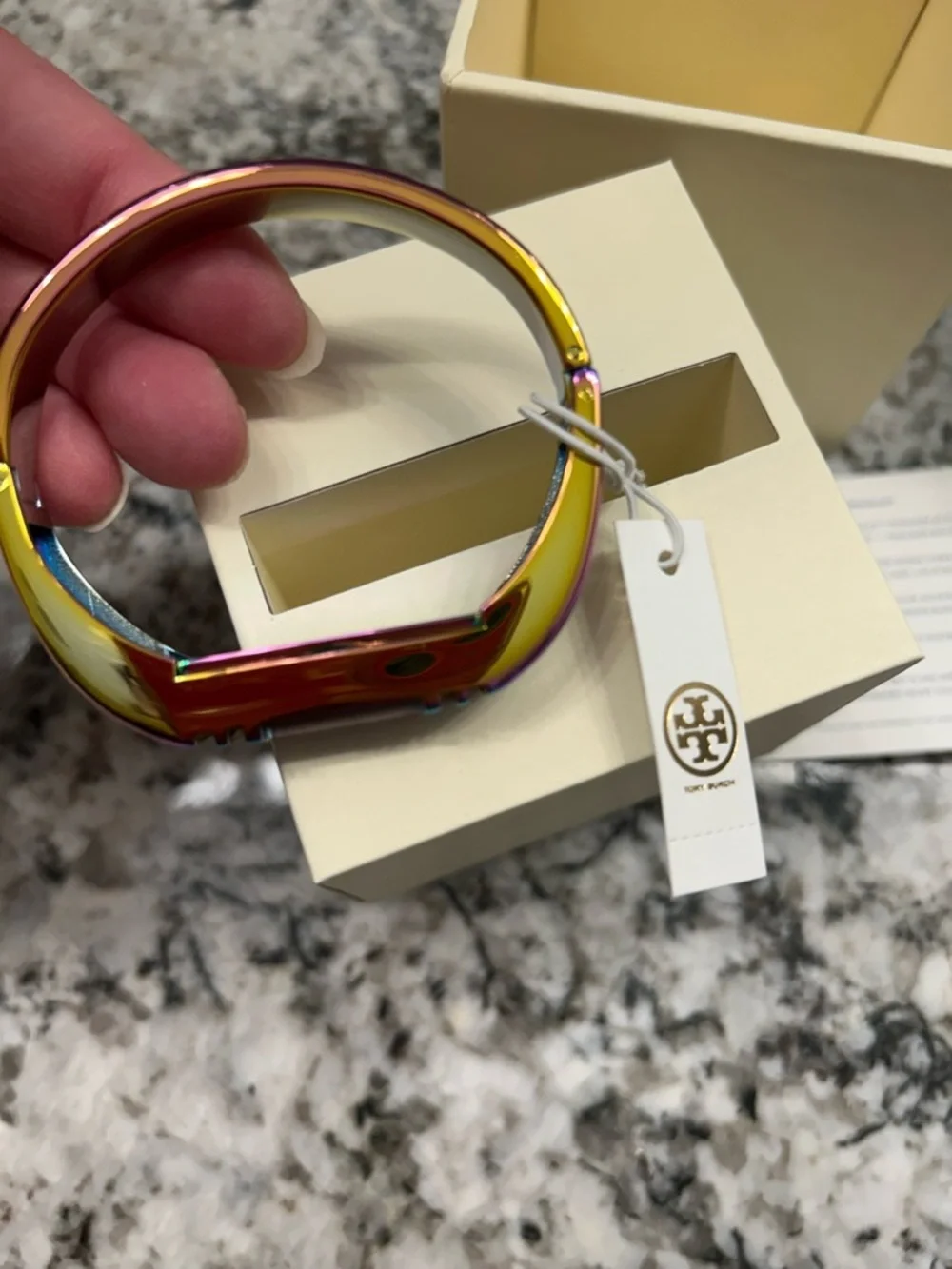 Tory Burch Fitbit Multi-Color Rainbow Metal Hinged Bracelet New in box